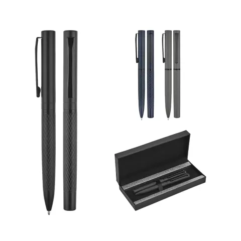 1251-RT Gri Metal Roller & Tükenmez Kalem Seti – Lüks Kalem Setleri (Tekli)