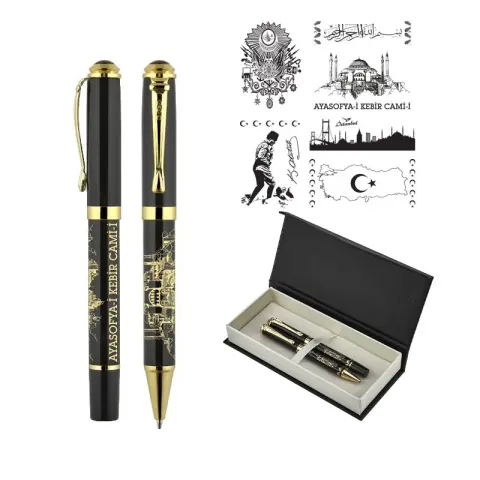 685-RT Ata Kabartma Figürlü Metal Roller & Tükenmez Kalem Seti – Lüks Kalem Setleri (Tekli)