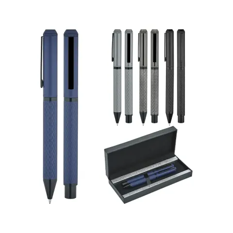 1254-RT Füme parlak Metal Roller & Tükenmez Kalem Seti – Lüks Kalem Setleri (Tekli)