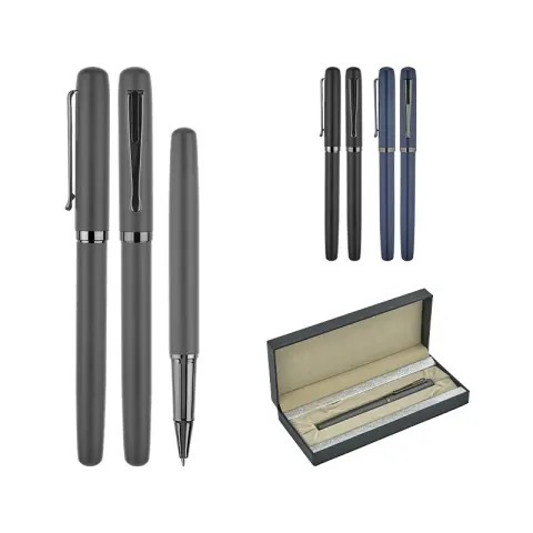 1253-KR Füme Metal Roller Kalem Seti – Lüks Kalem Setleri (Tekli)