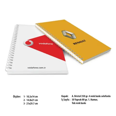 BK-03-2129 Yandan Spiralli Yandan Spiralli Karton Defter – Notluk - Defterler